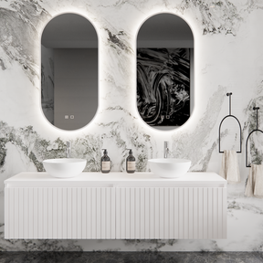 Gliss Design Arges Badkamermeubel met Ribbelfront Mat Wit 160cm incl. topblad