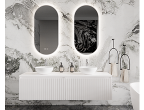 Gliss Design Arges Badkamermeubel met Ribbelfront Mat Wit 180cm incl. topblad