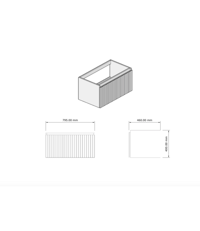 GLISS DESIGN Gliss Design Arges Badkamermeubel met Ribbelfront Mat Zwart 180cm incl. topblad