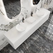 Gliss Design Arges Badkamermeubel met Ribbelfront Mat Zwart 200cm incl. topblad