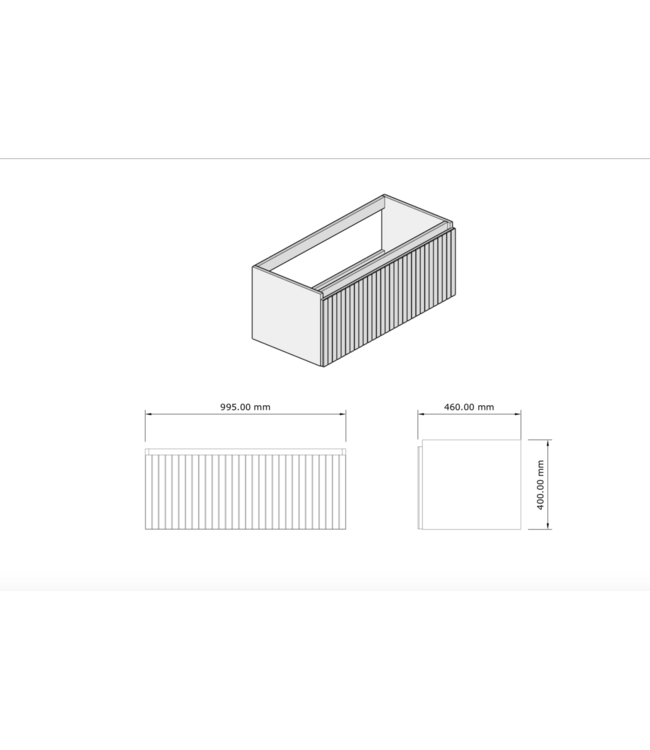 Gliss Design Arges Badkamermeubel met Ribbelfront Mat Wit 200cm incl. topblad