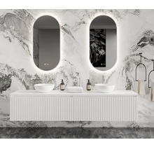 Gliss Design Arges Badkamermeubel met Ribbelfront Mat Wit 200cm incl. topblad