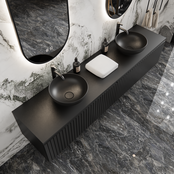 Gliss Design Arges Badkamermeubel met Ribbelfront Mat Wit 210cm incl. topblad