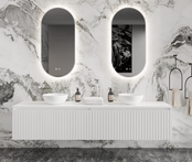 Gliss Design Arges Badkamermeubel met Ribbelfront Mat Wit 210cm incl. topblad