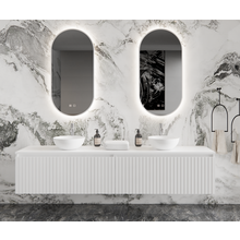 Gliss Design Arges Badkamermeubel met Ribbelfront Mat Wit 210cm incl. topblad