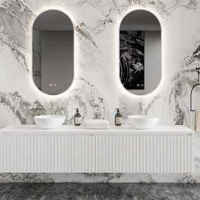 Gliss Design Arges Badkamermeubel met Ribbelfront Mat Wit 210cm incl. topblad