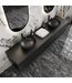 Gliss Design Arges Badkamermeubel met Ribbelfront Mat Zwart 210cm incl. topblad