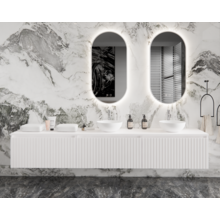 Gliss Design Arges Badkamermeubel met Ribbelfront Mat Wit 240cm incl. topblad