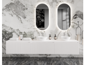 Gliss Design Arges Badkamermeubel met Ribbelfront Mat Wit 270cm incl. topblad