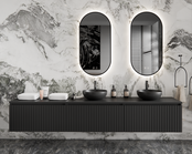 Gliss Design Arges Badkamermeubel met Ribbelfront Mat Wit 270cm incl. topblad