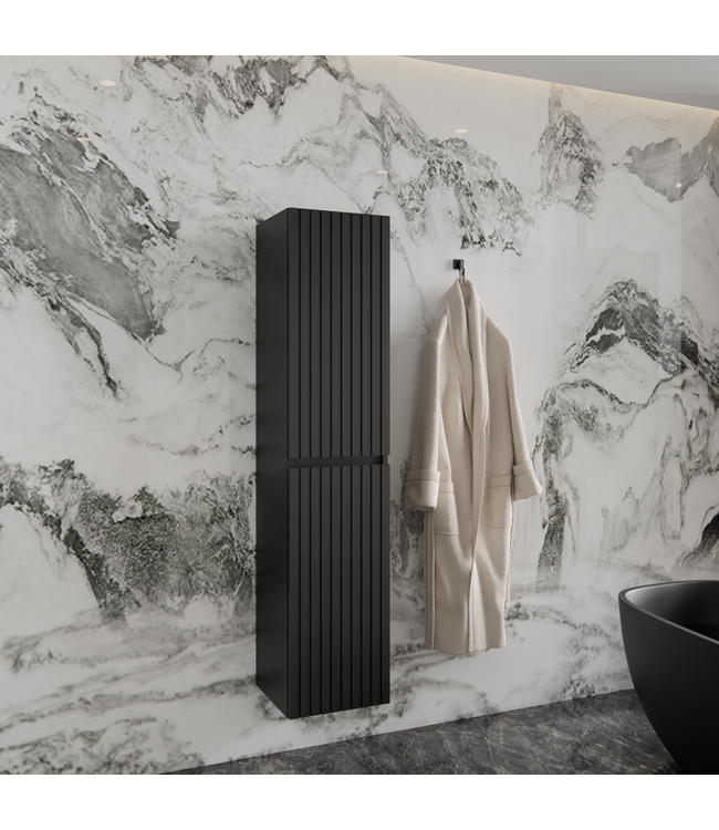 GLISS DESIGN Badkamerkast Arges met Ribbelfront Mat Wit 160 cm 2-deurs