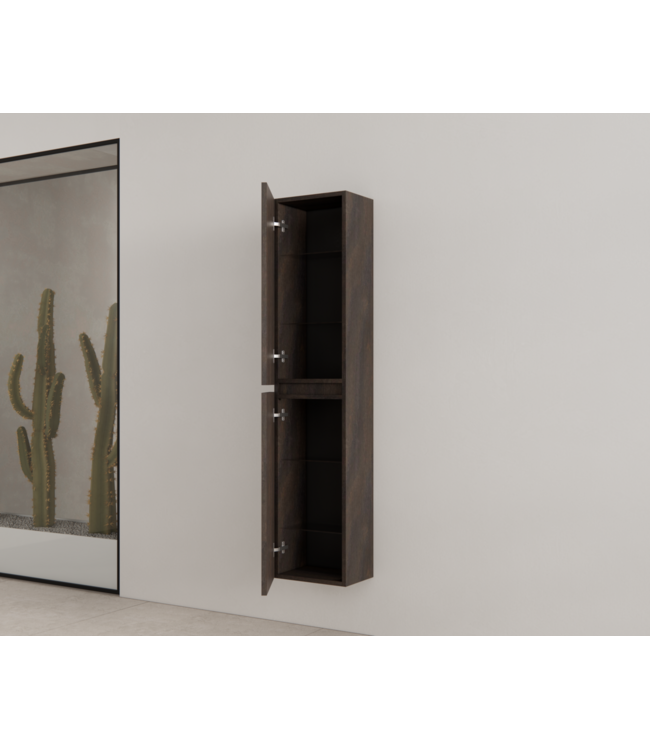 Badkamerkast met Ribbelfront Charcoal 160 cm 2-deurs Timotheus
