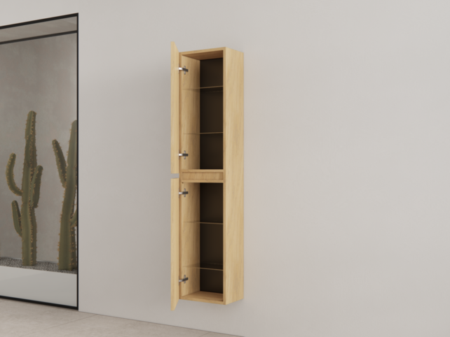 Badkamerkast met Ribbelfront Castle Brown 160 cm 2-deurs Timotheus