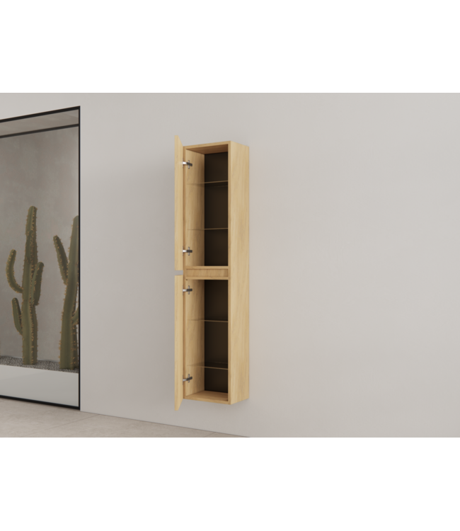 Badkamerkast met Ribbelfront Castle Brown 160 cm 2-deurs Timotheus