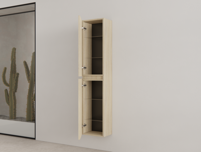 Badkamerkast met Ribbelfront Corn Silk 160 cm 2-deurs Timotheus Badkamerkast met Ribbelfront Corn Silk 160 cm 2-deurs Timotheus