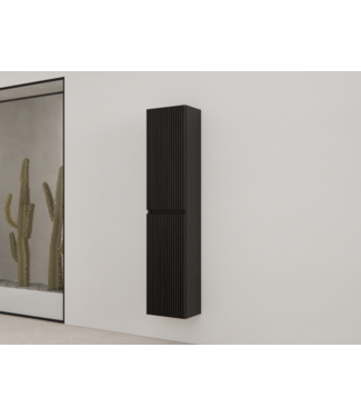 GLISS DESIGN Badkamerkast met Ribbelfront Mat Zwart 160 cm 2-deurs Timotheus