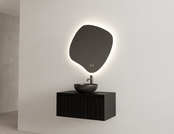 Gliss Design Wastafelonderkast Ribbelfront Zwart Veneer 60 cm 1 lade Timotheus