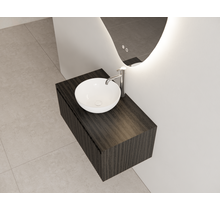 Gliss Design Wastafelonderkast Ribbelfront Zwart Veneer 60 cm 1 lade Timotheus