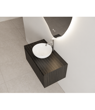 GLISS DESIGN Gliss Design Wastafelonderkast Ribbelfront Zwart Veneer 60cm 1 lade Timotheus