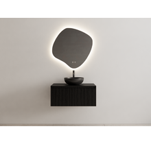 Gliss Design Wastafelonderkast Ribbelfront Zwart Veneer 70 cm 1 lade Timotheus