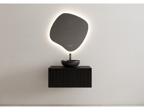 Gliss Design Wastafelonderkast Ribbelfront Zwart Veneer 70 cm 1 lade Timotheus