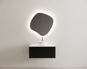 Gliss Design Wastafelonderkast Ribbelfront Zwart Veneer 70 cm 1 lade Timotheus