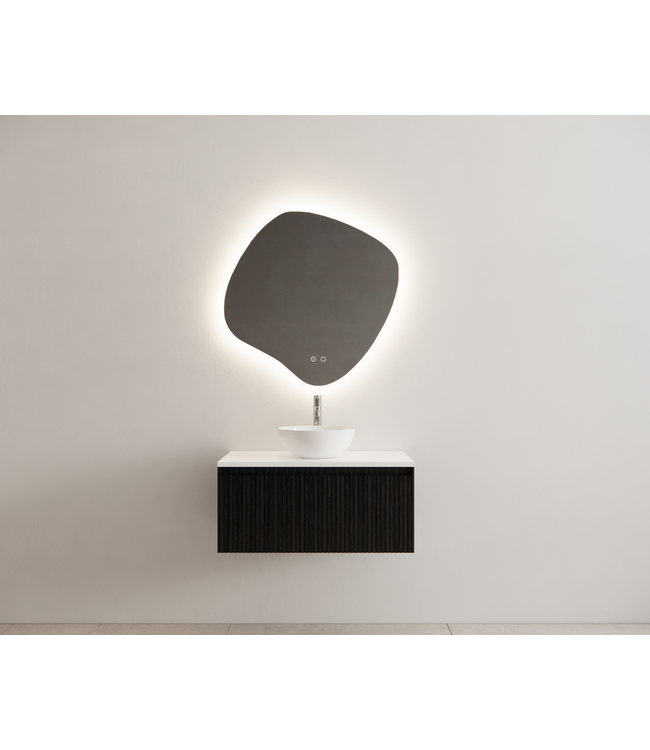 GLISS DESIGN Gliss Design Wastafelonderkast Ribbelfront Zwart Veneer 70 cm 1 lade Timotheus