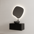 Gliss Design Wastafelonderkast Ribbelfront Zwart Veneer 80 cm 1 lade Timotheus