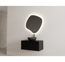 Gliss Design Wastafelonderkast Ribbelfront Zwart Veneer 80 cm 1 lade Timotheus