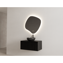 Gliss Design Wastafelonderkast Ribbelfront Zwart Veneer 80 cm 1 lade Timotheus