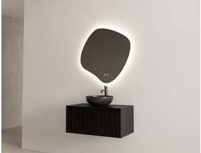 Gliss Design Wastafelonderkast Ribbelfront Zwart Veneer 80 cm 1 lade Timotheus