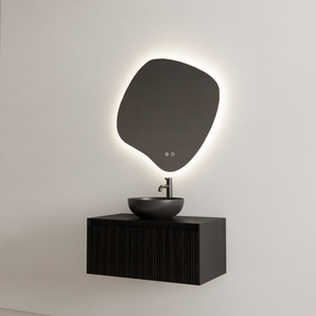 Gliss Design Wastafelonderkast Ribbelfront Zwart Veneer 80 cm 1 lade Timotheus