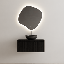 Gliss Design Wastafelonderkast Ribbelfront Zwart Veneer 90 cm 1 lade Timotheus