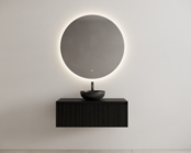 Gliss Design Wastafelonderkast Ribbelfront Zwart Veneer 100 cm 1 lade Timotheus