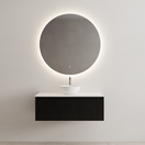 Gliss Design Wastafelonderkast Ribbelfront Zwart Veneer 100 cm 1 lade Timotheus