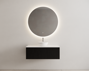 Gliss Design Wastafelonderkast Ribbelfront Zwart Veneer 100 cm 1 lade Timotheus