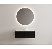 Gliss Design Wastafelonderkast Ribbelfront Zwart Veneer 100 cm 1 lade Timotheus