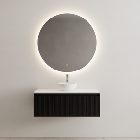 Gliss Design Wastafelonderkast Ribbelfront Zwart Veneer 100 cm 1 lade Timotheus