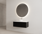 Gliss Design Wastafelonderkast Ribbelfront Zwart Veneer 100 cm 1 lade Timotheus