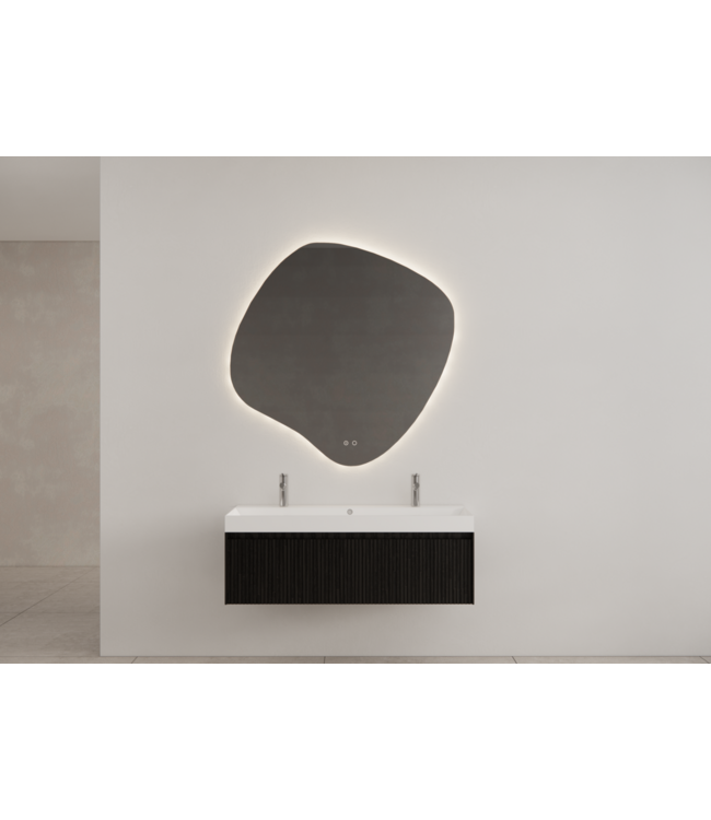 Gliss Design Wastafelonderkast Ribbelfront Zwart Veneer 100 cm 1 lade Timotheus