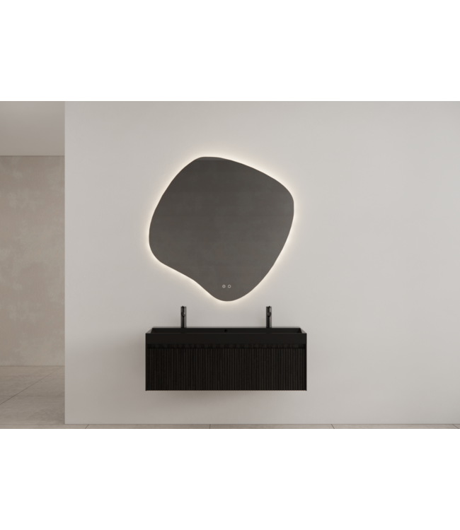 Gliss Design Wastafelonderkast Ribbelfront Zwart Veneer 100 cm 1 lade Timotheus