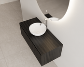 Gliss Design Wastafelonderkast Ribbelfront Zwart Veneer 100 cm 1 lade Timotheus