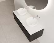 Gliss Design Wastafelonderkast Ribbelfront Zwart Veneer 120 cm 1 lade Timotheus