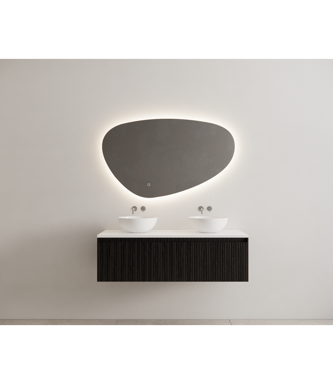 Gliss Design Wastafelonderkast Ribbelfront Zwart Veneer 120 cm 1 lade Timotheus