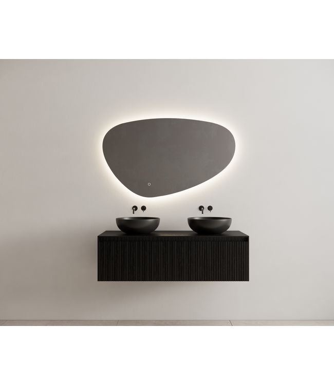 GLISS DESIGN Gliss Design Wastafelonderkast Ribbelfront Zwart Veneer 120 cm 1 lade Timotheus