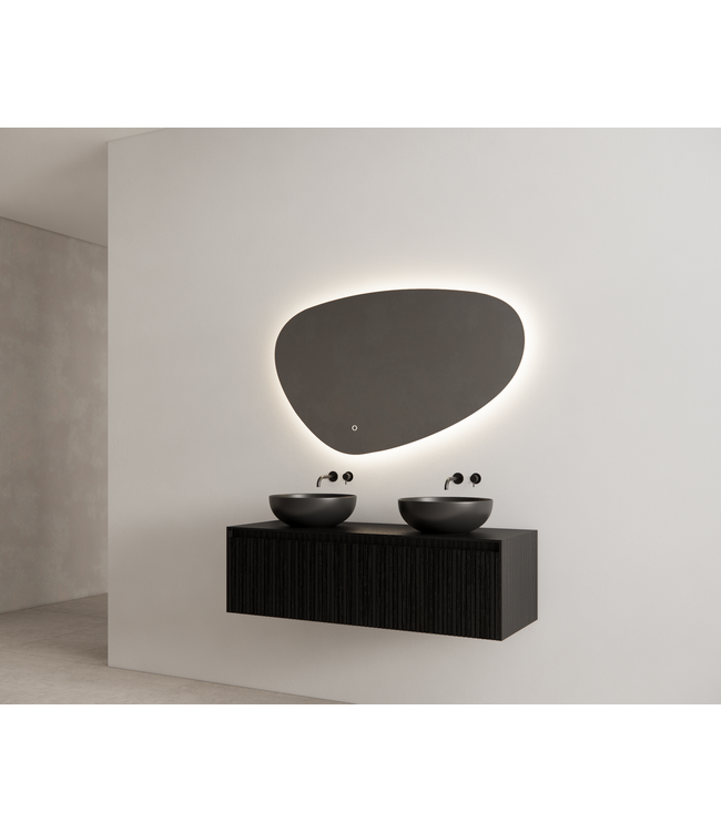 GLISS DESIGN Gliss Design Wastafelonderkast Ribbelfront Zwart Veneer 120 cm 1 lade Timotheus