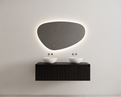 Gliss Design Wastafelonderkast Ribbelfront Zwart Veneer 120 cm 1 lade Timotheus