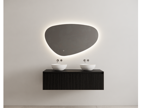 Gliss Design Wastafelonderkast Ribbelfront Zwart Veneer 120 cm 1 lade Timotheus