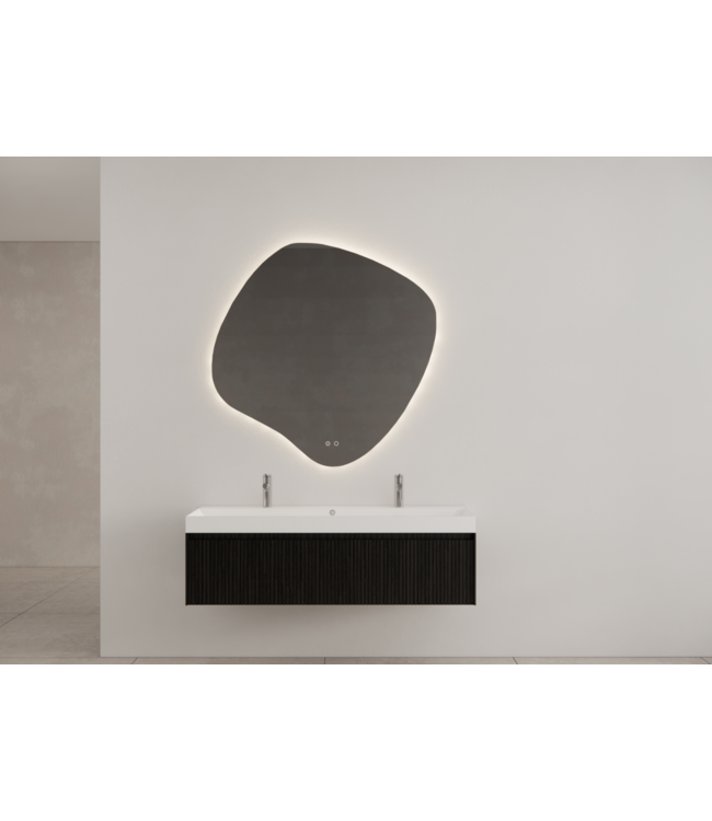 GLISS DESIGN Gliss Design Wastafelonderkast Ribbelfront Zwart Veneer 120 cm 1 lade Timotheus