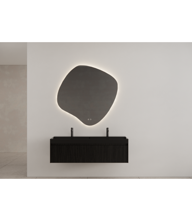 GLISS DESIGN Gliss Design Wastafelonderkast Ribbelfront Zwart Veneer 120 cm 1 lade Timotheus